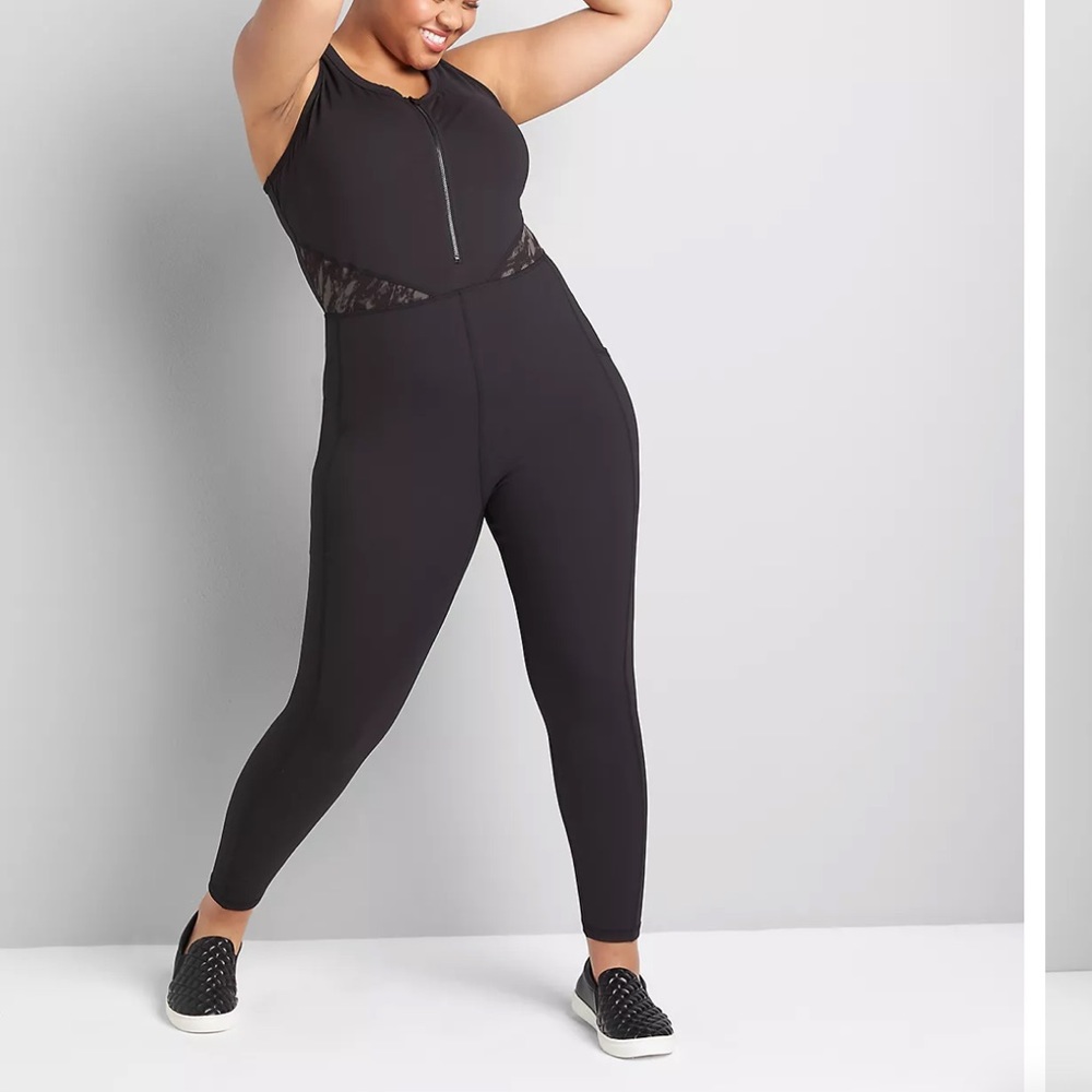 Lane Bryant Black Active LIVI Soft Sleeveless Fitted Jumpsuit NWT Size 22/24